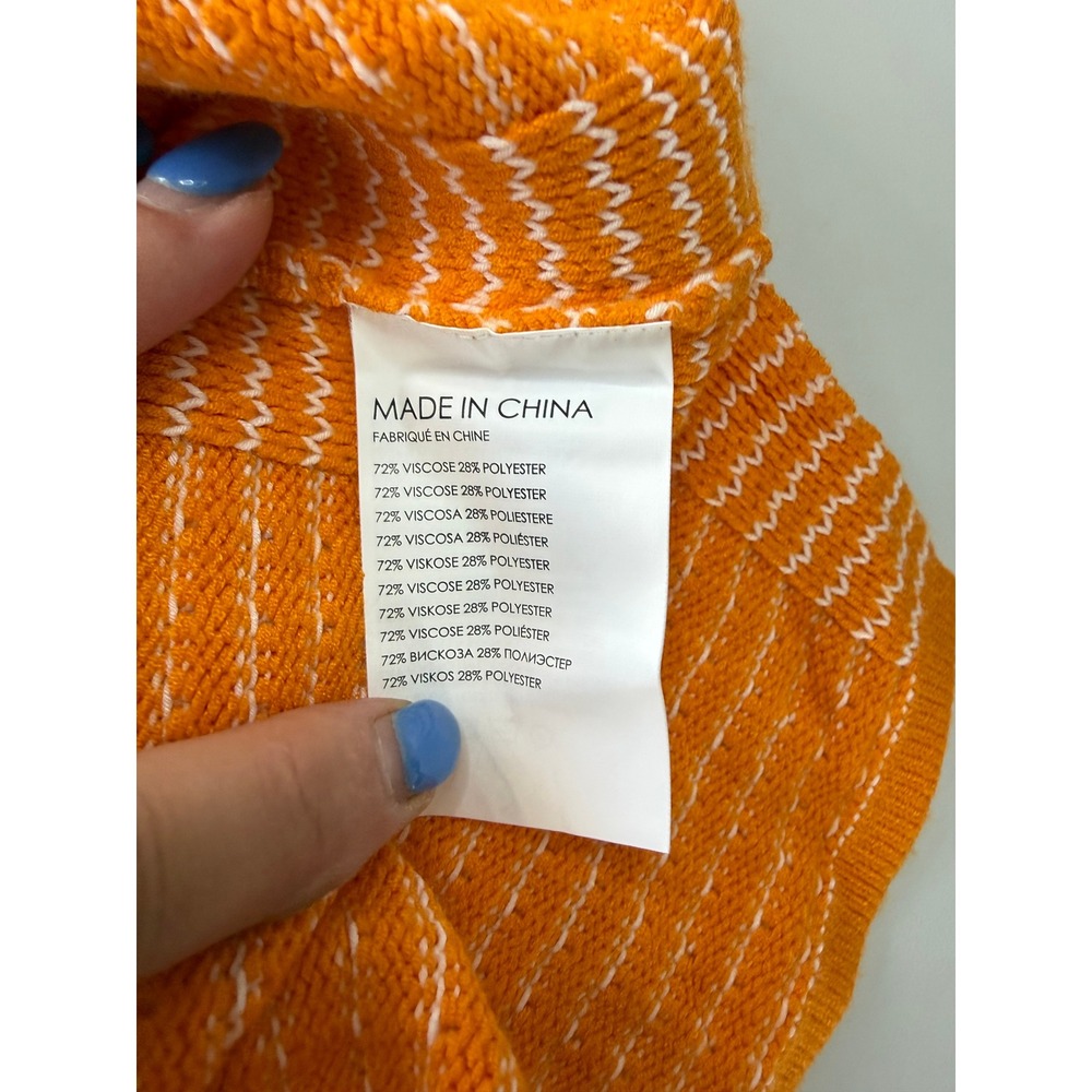Club Monaco Womens Orange White Grid Knit Golf Sweater Vest Size L NEW - Picture 3 of 7